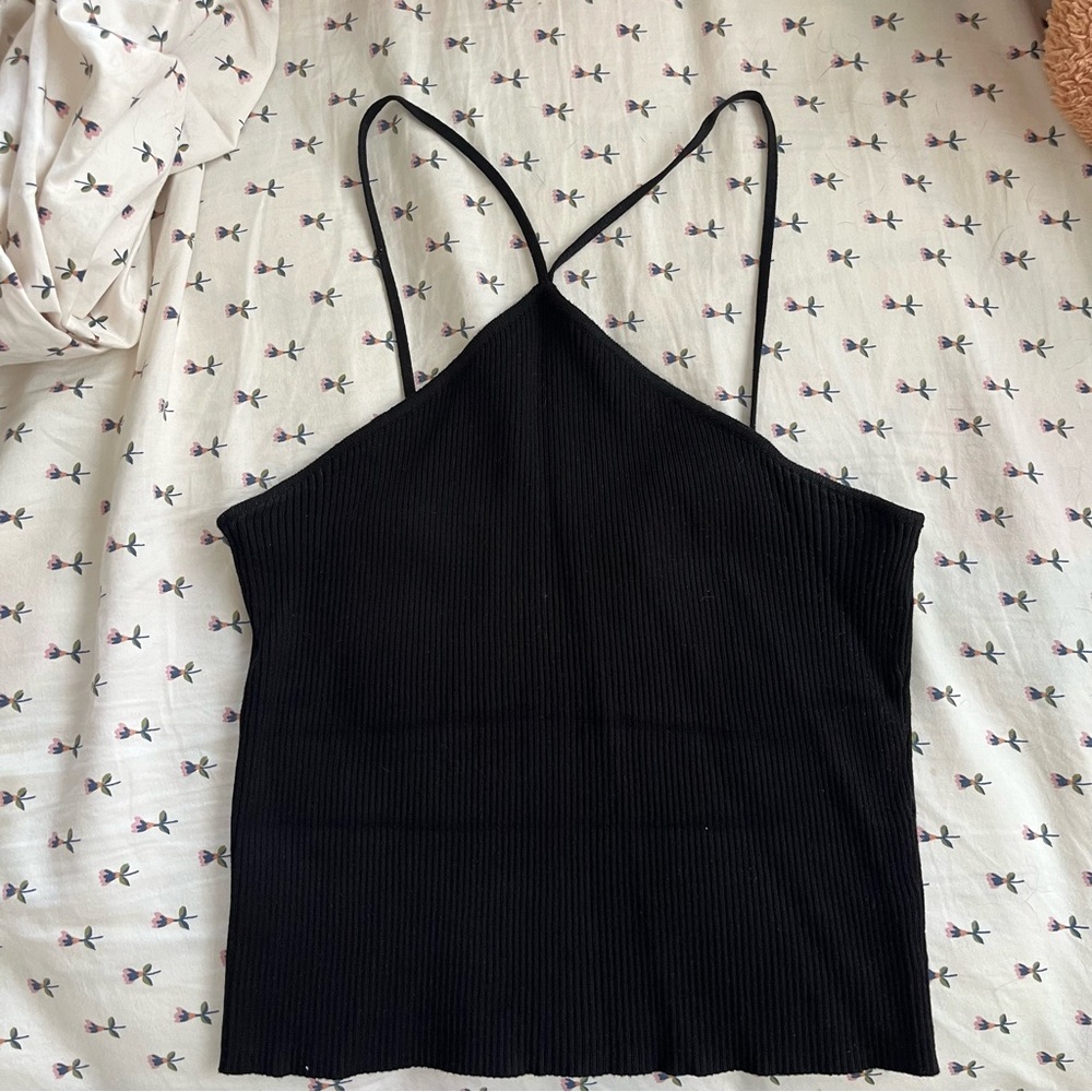 Zara Black Ribbed Top